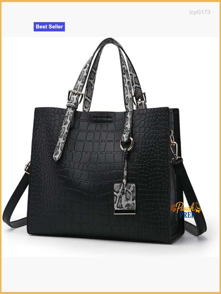 Crocodile Pattern Tote Bag Snakeskin Handle Shoulder Crossbody Purse
